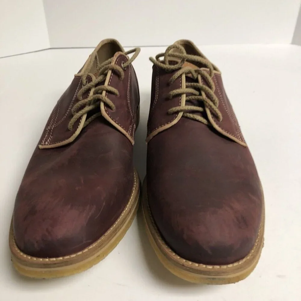 Johnston Murphy Howell Plain Toe Merlot Oiled Leather 9.5 M Mens